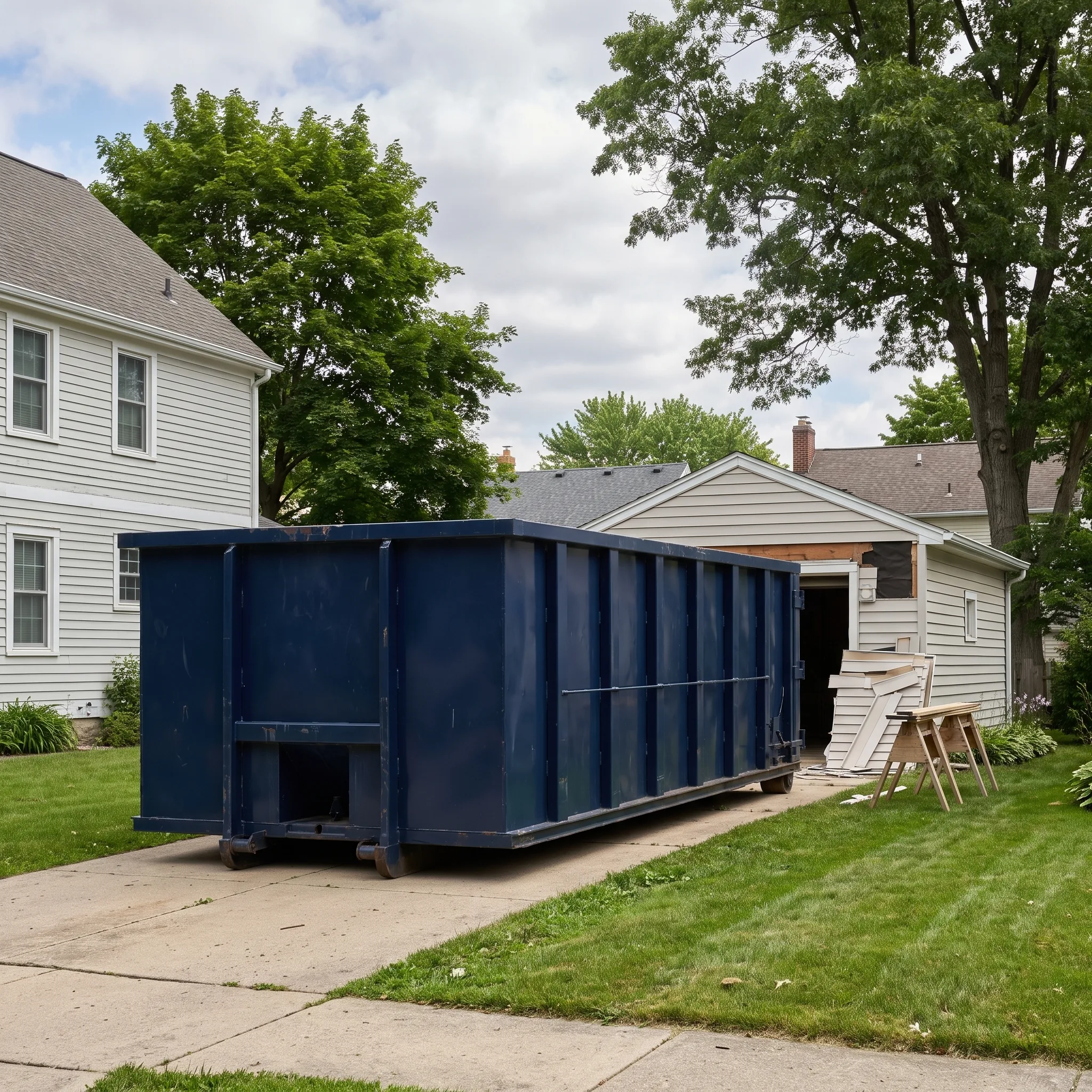 Dumpster on a Benton County, MN job site