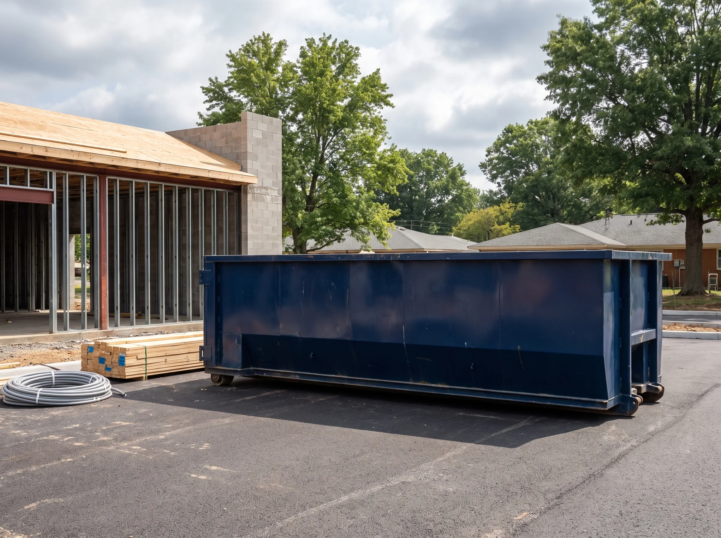 Roll-off dumpster being loaded in Minnesota